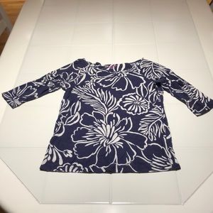 Lilly Pulitzer Navy and White Flower Top